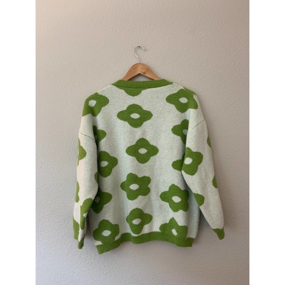 Lazy Oaf Green and White Floral Sweater - Picture 2 of 6